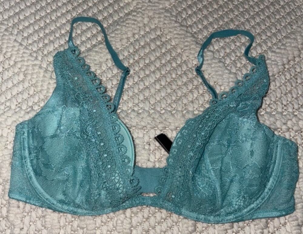 Victoria Secret Very Sexy Unlined Blue Lace Plunge Bra Size 36C